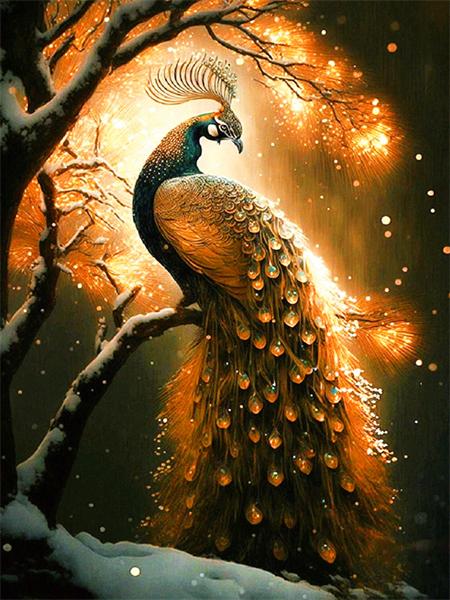 Вышивка крестом «сделай сам», алмазная живопись, мозаика, золотой снег, павлин, птица, полная квадратная/круглая вышивка, фантазия, животное, цветок, кристалл
