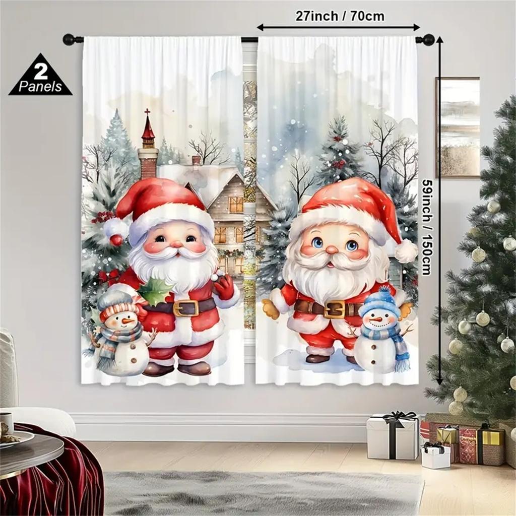 2 шт. Рождественский подарок Роскошные рождественские украшения Шторы Праздничная цифровая печать Праздничный декор Гостиная Спальня Кухня