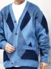 SHIPS any Shaggy Pattern Unisex Knit Cardigan, Men's, 2023AW, Blue, Size S (716460004)