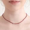 Halden Beads Silver Ball Necklace (N033_burgundy)