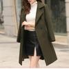 Tooxika New Solid Color Slim Fit Mid-length Woolen Coat Waisted Women's Woolen Coat