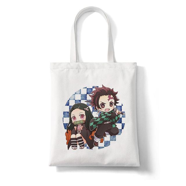 Demon Slayer Япония Аниме Kimetsu No Yaiba Kamado Tanjirou Сумки через плечо Сумка для покупок Большая вместительная женская холщовая сумка