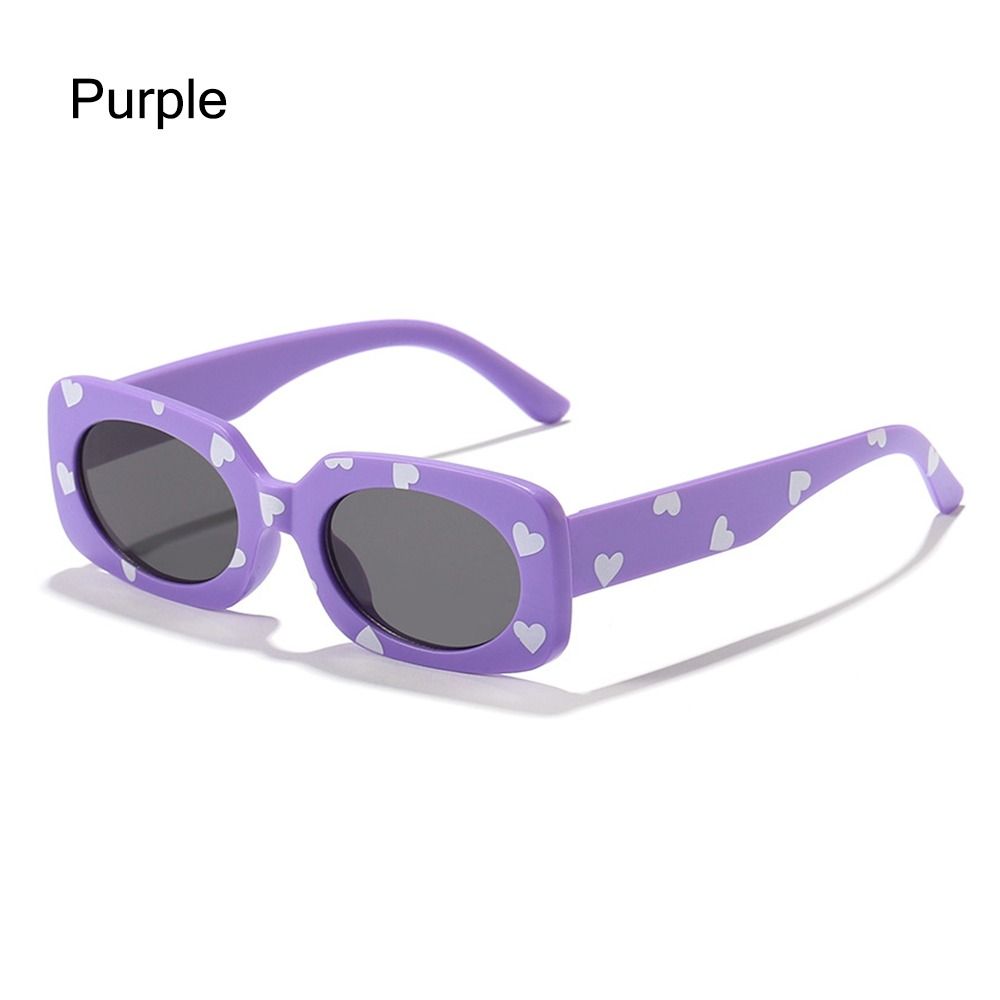 Cute Heart Print UV400 Kids Sunglasses 2-8 Years Sun Protection Rectangular Shades for Girls Boys