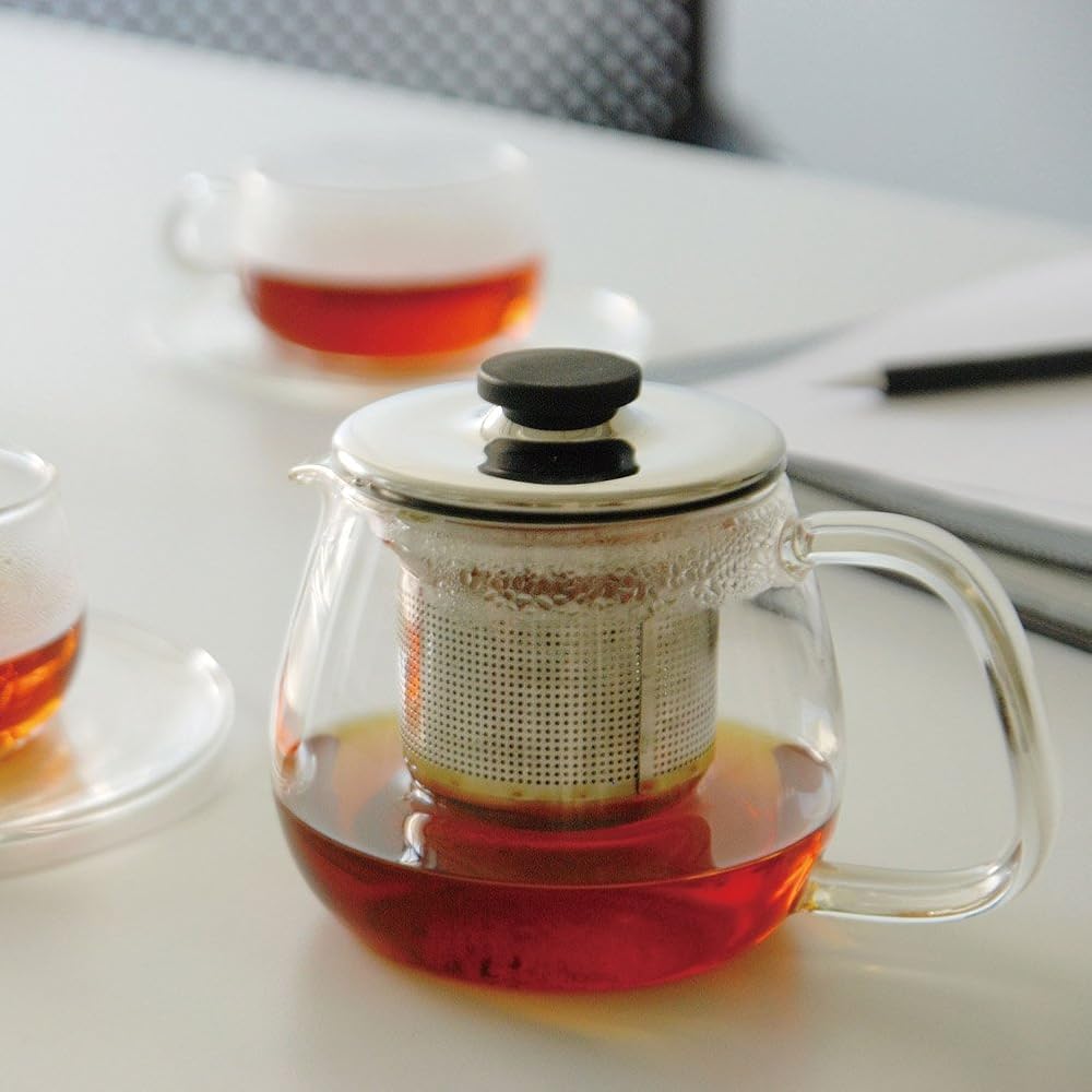 KINTO UNITEA Teapot, 450ml, Stainless Steel, Dishwasher Safe, Heat-Resistant Glass, 8308