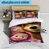 Heart-themed Ma-sha Illustration. 3PCS Bedding set,Ideal for 1pc Duvet Cover And 2pcs Pillowcases Perfect for Fan gift,Ideal for Bedroom, Dormitory