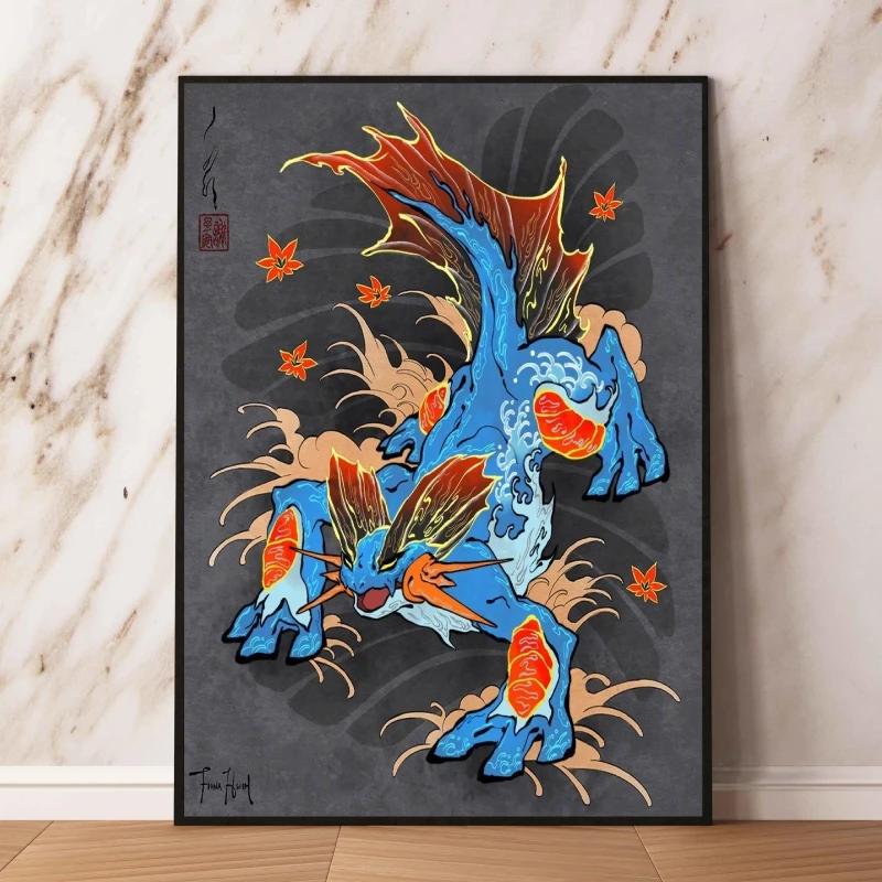 Lugia Ho-Oh Pokemon Unframed Canvas Painting Comic Themed Anime Wall Decor  Unique Collection Enhance Your Living Space
