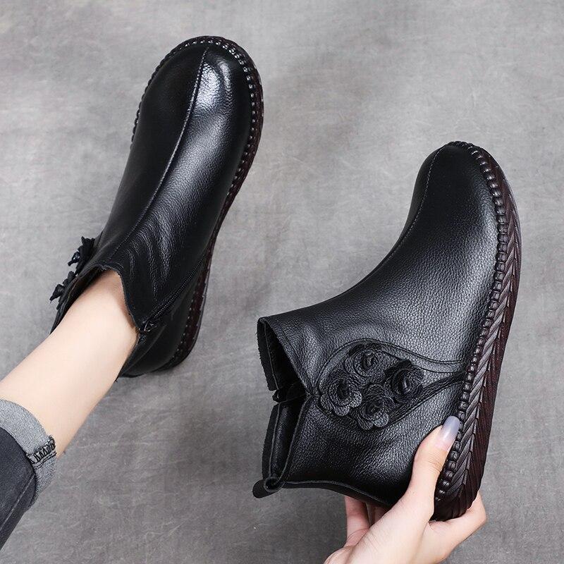 Осенние и зимние сапоги женские теплые плюшевые на низком каблуке теплые короткие сапоги удобные плоские ботильоны для женщин мягкие