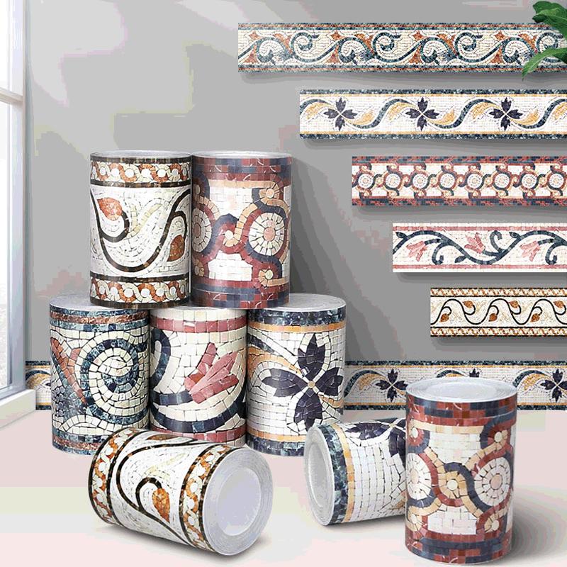 Мозаичный плинтус, угловая наклейка на стену, ванная комната, офис, стекло, линия талии, домашний декор, водостойкий пол, волновод, художественные обои