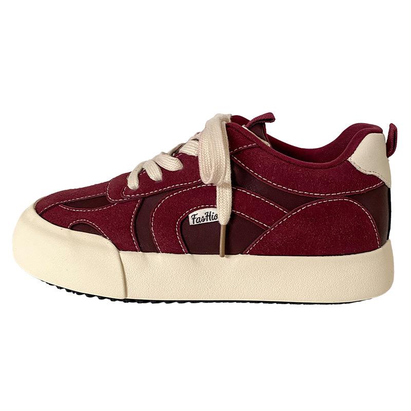 6576 латексная стелька/платформа немецкие тренировочные туфли женская обувь бордовый ретро 2024 новые популярные кеды белые туфли