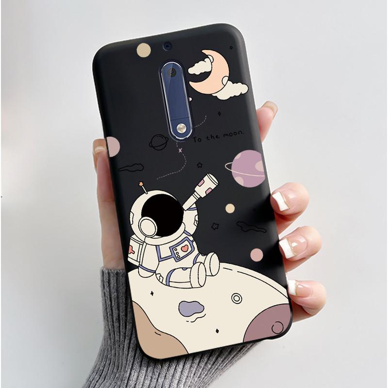 Чехол Для Nokia 5 Эстетичный Модный Милый Кот Мультяшный Черный Мягкий ТПУ Чехол для Телефона Для Nokia 5 Чехол-Бампер TA-1053 TA-1024