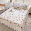 Комплект покрывал для кровати, летняя королева, крутая латексная простыня, нескользящий коврик с оборками, спальный коврик с двойным принтом, покрывало на кровать с 2 наволочками