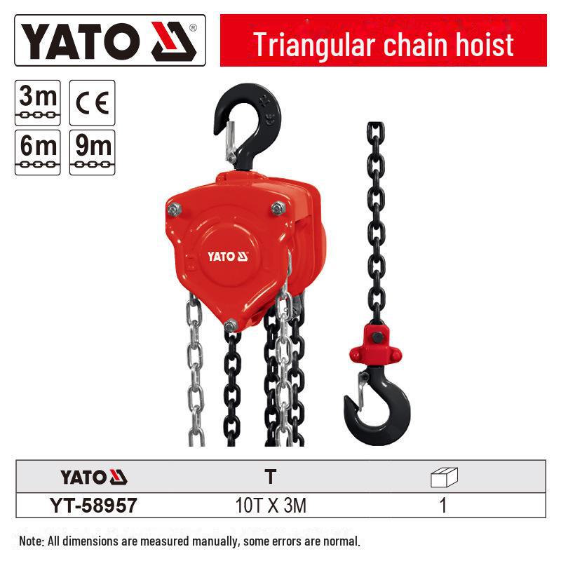 Ручная цепная рычажная таль Yiertuo, грузоподъемность 1,5–9 тонн, высота подъема 3–9 метров