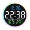 10-дюймовые цифровые настенные часы с большим светодиодным дисплеем, дистанционным управлением, 2 будильниками, выбор цвета для гостиной