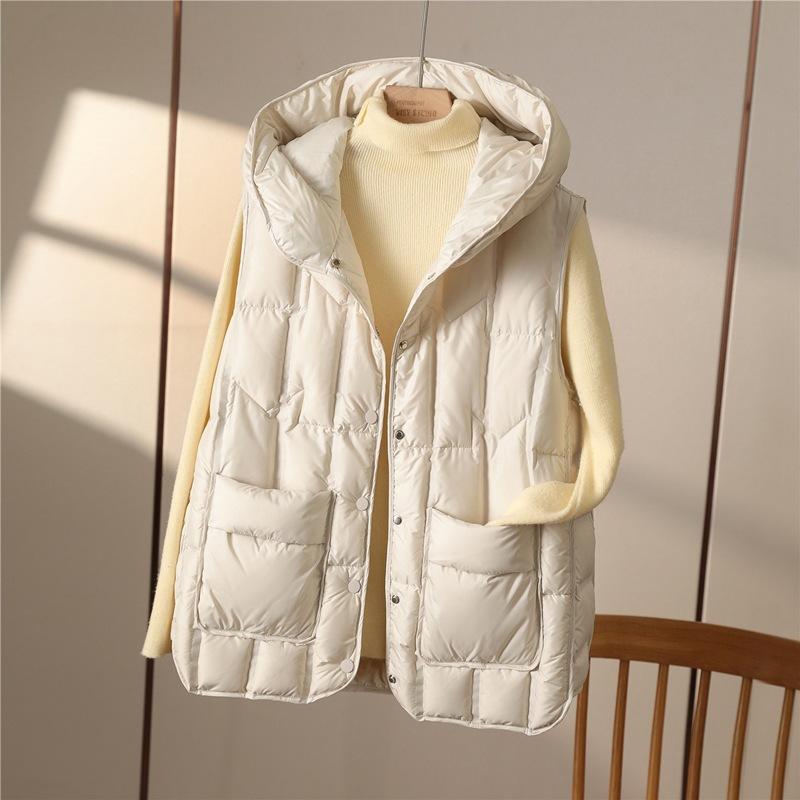 Autumn Winter Warm Waistcoat Ladies Sleeveless Hooded Down Cotton Coats Women Outerwear Casual Puffer Vest Jacket