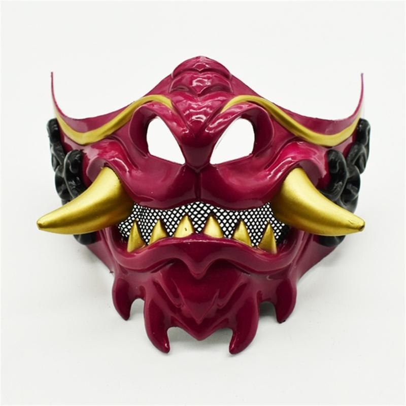 Half Face Mask Halloween Cosplay Mask Masquerade Mask Party Mask Japanese Mask Devil Samurais Mask for Carnivals