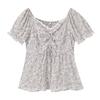 Large size women's French sweet short-sleeved chiffon shirt 2026 summer fashion foreign style waist top 254723