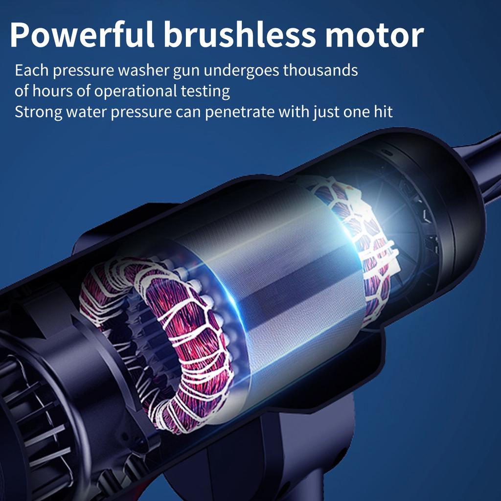 Handheld Pressure Washer Portable Power Cleaner with Rechargeable 1500*10mAh Battery Car Washer Gun