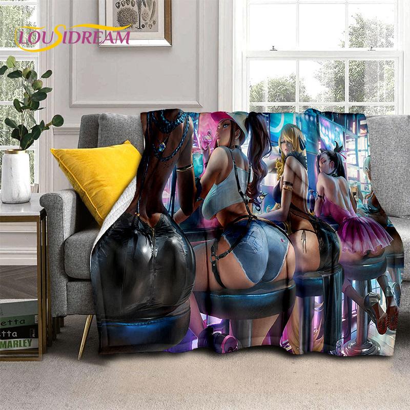 Sexy Lace Beauty Girl Lady Cartoon Anime Character Blanket,Soft Throw Blanket for Home Bedroom Bed Sofa Picnic Office Cover Gift