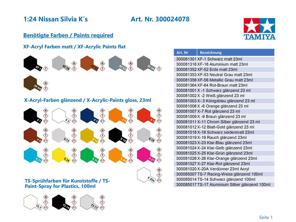 Tamiya Серия спортивных автомобилей 78 Nissan Silvia Plamoel 24078 1/24 №. К-ты