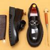 First Layer Cowhide Loafer Leather Shoes Men'S Bright Leather Business Casual Shoes Double Layer Platform British