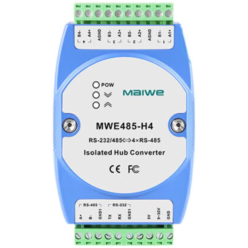 Maiwei Industrial RS232/RS485 to 4-Port RS485 Converter