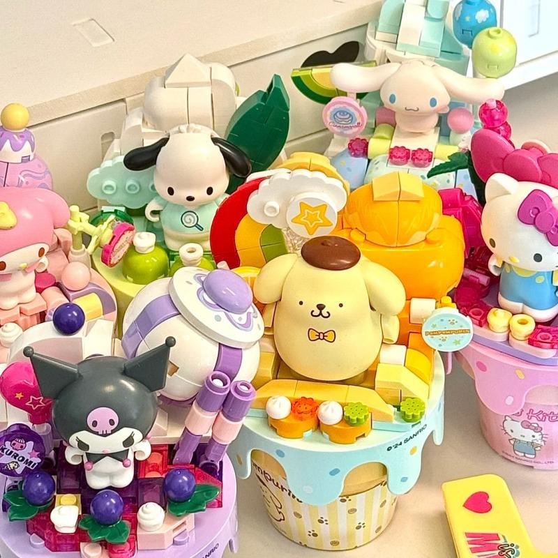 Новые конструкторы Keeppley Sanrio Хелло Китти Куроми Почакко Синнаморолл Мороженое Сборная модель Игрушка Украшения Подарок