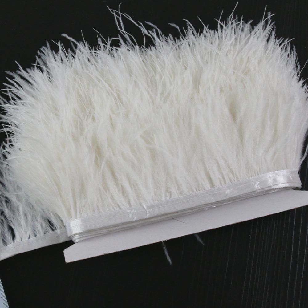 1 Meter Ribbon Tassel Natural Ostrich Feathers Sewing Decoration Fluffy Texture Feather Plumes Ribbon Selvage Apparel Fabric