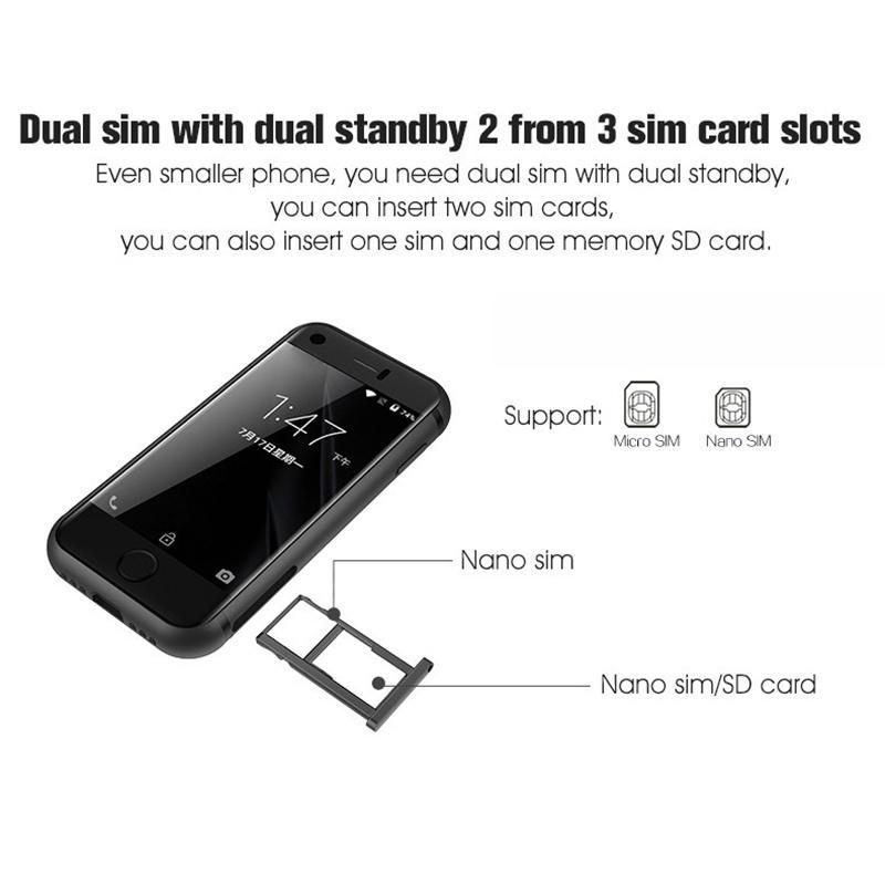 Soyes 7S Маленький смартфон 2,5 дюйма Android 9.0 MTK6580 RAM 2 ГБ ROM 16 ГБ Две SIM-карты 5-мегапиксельная камера 600 мАч Аккумулятор 3G мобильный телефон