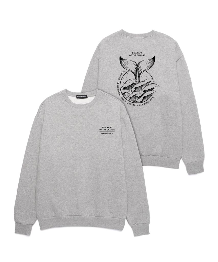 VANNWORKS Earth Day Ever Day Oversized Sweatshirt ((Vls0005) Melange Grey (A Type)