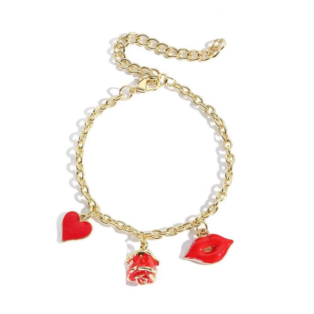 Flower Necklace Earrings Bracelet Zinc Zinc Zinc Alloy Flower Jewelry Rose Necklace  Valentine's Day Gift