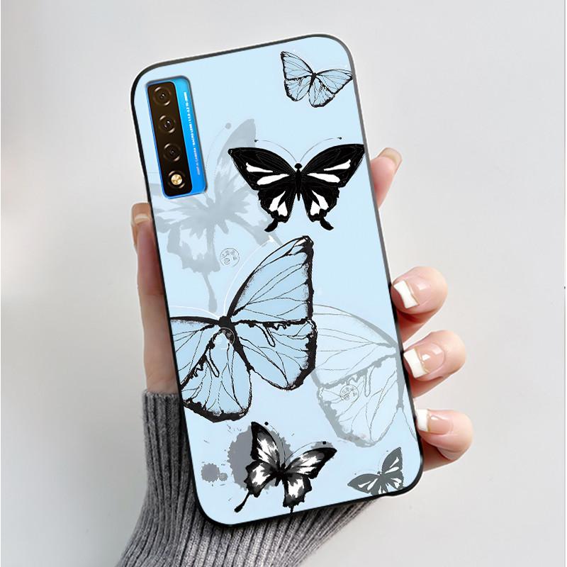 Printing Pattern Case For TCL 20 5G / 20S / 20L / 20L+ Soft Silicone Black Shell Cover Cute Flower Cartoon Casing