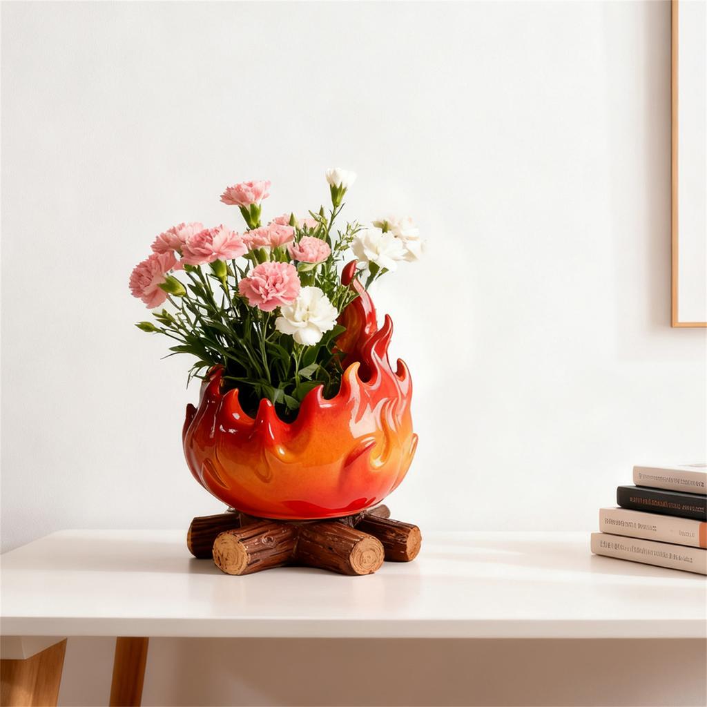 Дрова, Пламя, Цветочный горшок, Ключ от входа, Украшение, Красный поднос