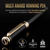 Black Lacquer Fountain Pen by Scriveiner. - Luxury Fountain Pen with 24K Gold Finish of Attractive Beauty, Schmidt 18K Gold Plated Nib (wide), Elegant