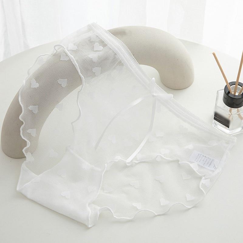 Женские летние трусы принцессы в стиле кавай для девочек, милые кружевные прозрачные хлопковые трусики с внутренней промежностью, сексуальное тонкое дышащее нижнее белье для девочек