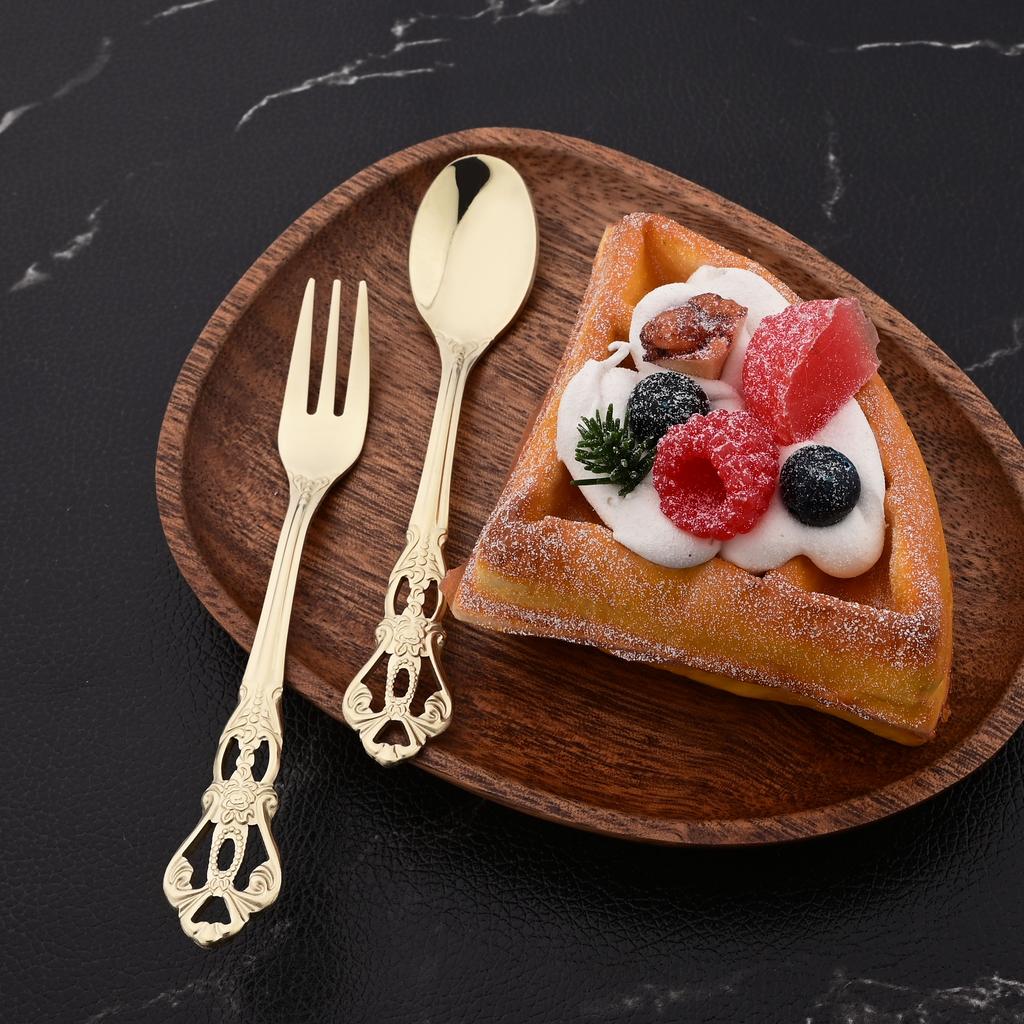 16 шт., чайная ложка из нержавеющей стали и набор вилок для фруктов, послеобеденный чай, маленькая десертная ложка, вилка, кухонная посуда, посуда в западном стиле