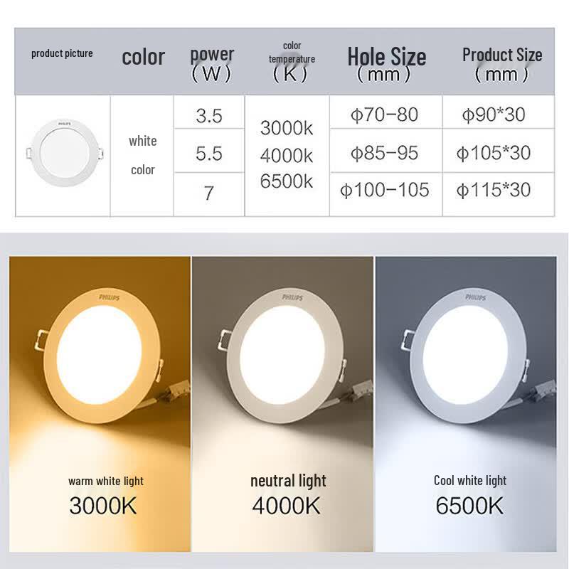 Philips Ever-Bright Series LED Recessed Ceiling Downlight