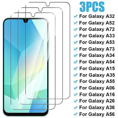 3 шт. Закаленное стекло для Samsung Galaxy A16 A06 A26 A36 A56 Защитное стекло для экрана A32 A52 A33 A53 A73 A14 A34 A54 A15 A35 A55 5G Стекло