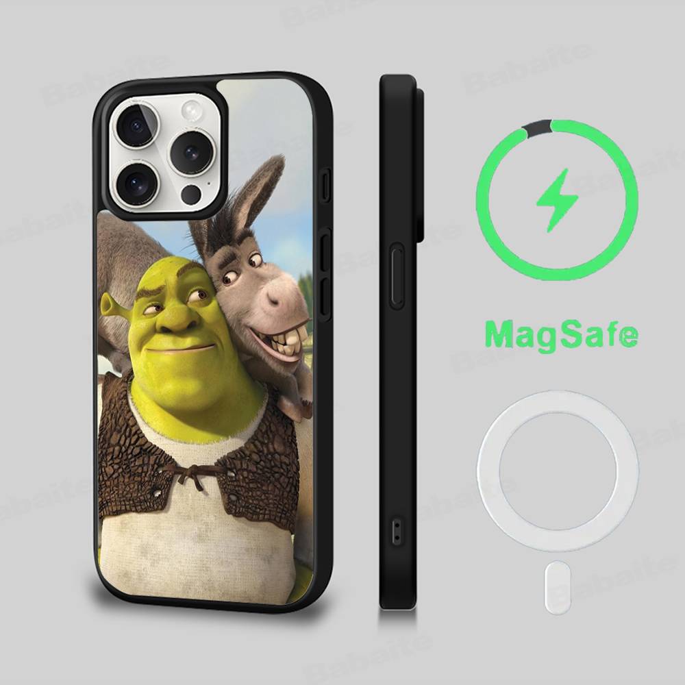 Мультяшный чехол для телефона Шрек Магнитный чехол Для IPhone 16 14 13 12 11 15 Pro Max Plus Для Magsafe Беспроводная зарядка Чехол