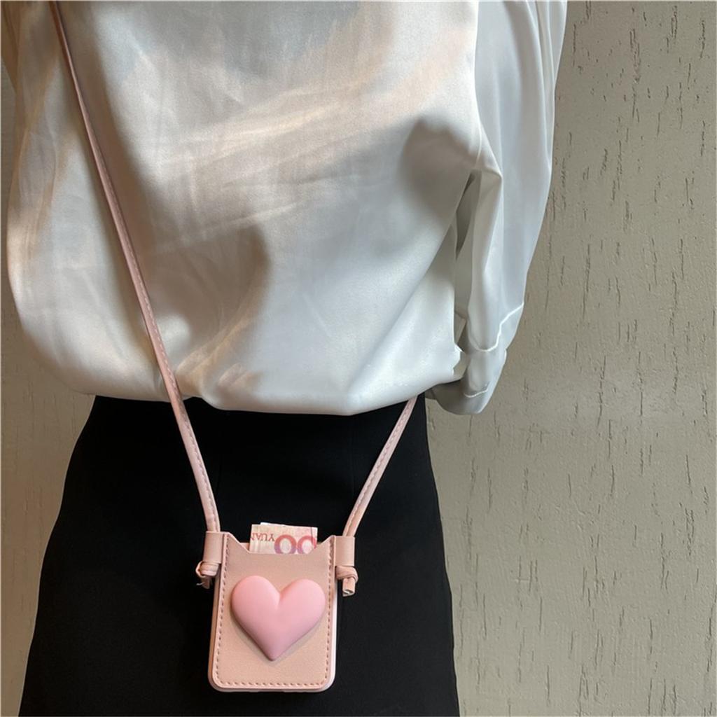 Fashion Korean Leather Crossbody Lanyard Card Wallet 3d Love Phone Case For Samsung Galaxy Z Flip Z Flip 3 5g Zflip 4 Cover Capa