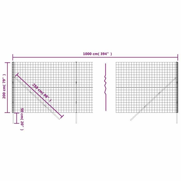 VidaXL Wire Mesh Fence, Decorative Fence Panel, Garden Patio Outdoor Protection Barrier, 154230
