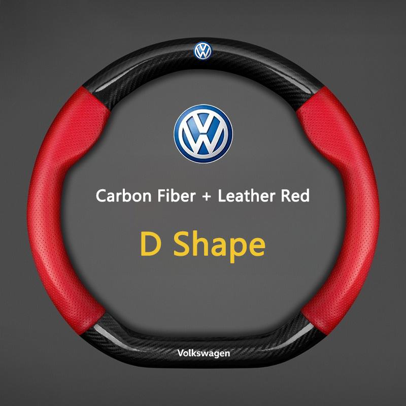 T26Carbon Fiber Leather Car Interior Steering Wheel Non-Slip Cover For Volkswagen VW GTI Polo Passat Golf Tiguan Jetta T-ROC Beetle