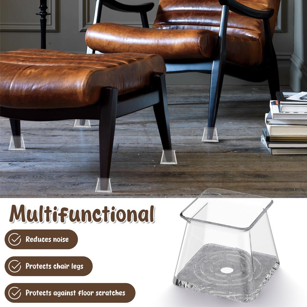 32 шт. Накладки на ножки мебели Силиконовые Квадратные Защитные накладки на ножки стульев для пола с фетровой основой Противоскользящие Колпачки для ножек стульев для Снижения Шума
