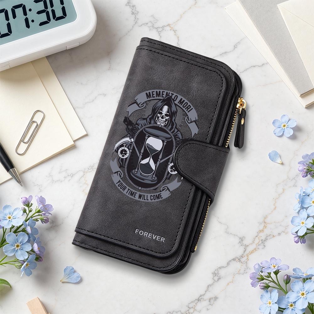 Gothic Skull Pattern Long Wallet Portable Multi Card Slot Fashion Daily PU Purse