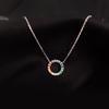 925 Sterling Silver Colorful Rainbow Circles Charm Necklace Geometric Candy Color Cubic Zircon Necklace For Women S -N526