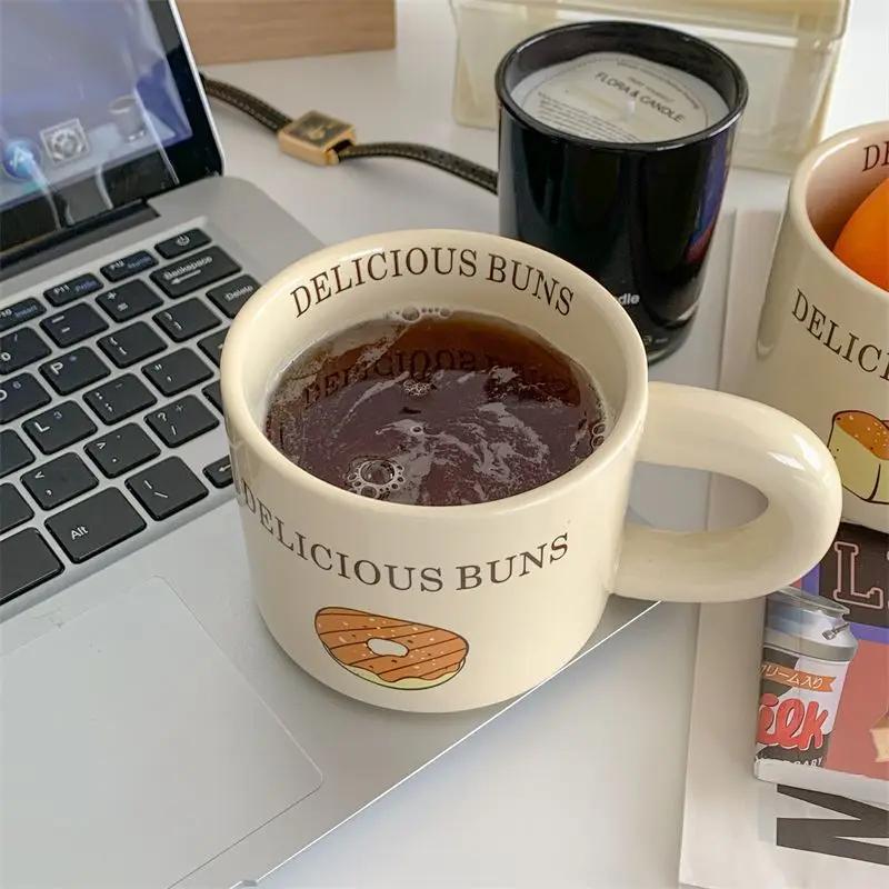 Bread Tableware Korean Ceramic Cup Croissant Mug Household Water Cup Breakfast Cup Coffee Cup