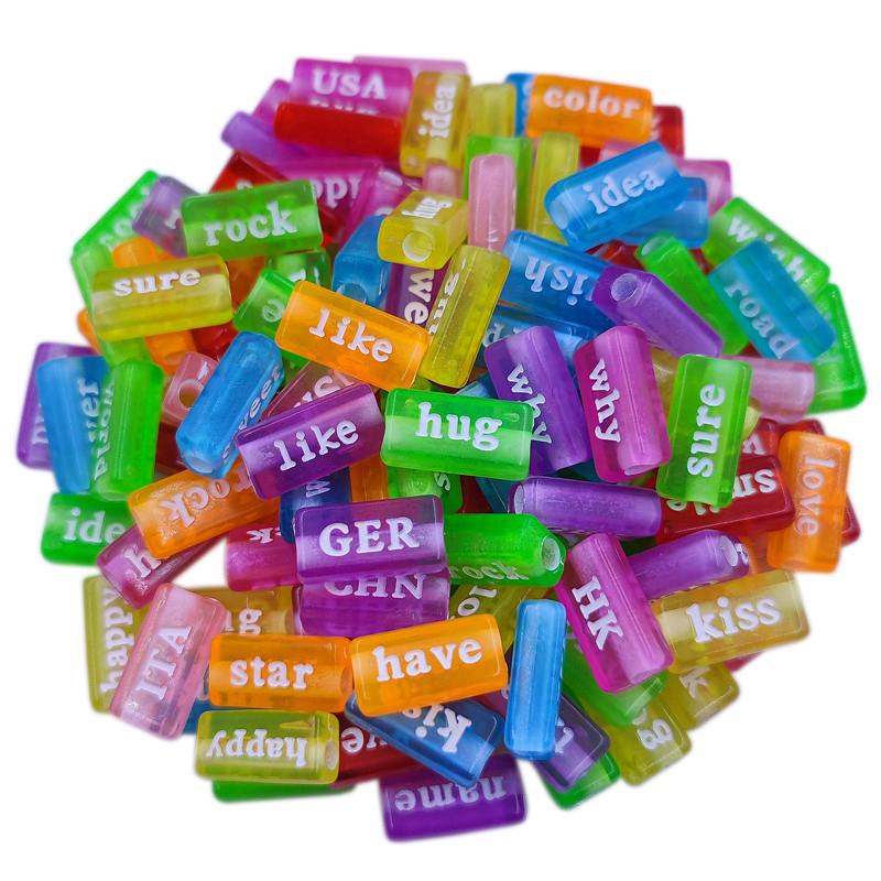 Творческий браслет ожерелья своими руками для 6/15*7 мм кулона 20/50 шт конфетного цвета акриловые свободные бусины буквы цифры оптовая продажа изготовление ювелирных изделий