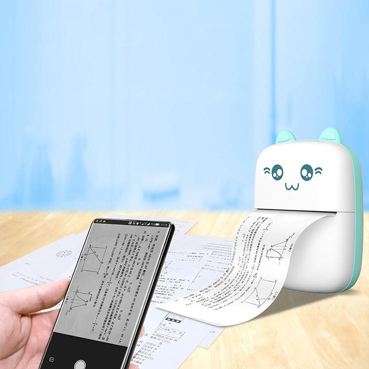 Mini Thermal Printer HURC9 Cat Design - Blue