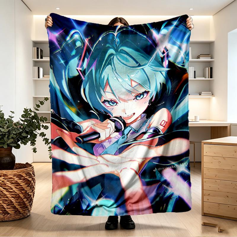 Hatsune Miku Print Blanket - Soft & Comfortable, for Bedroom, Travel, Sofa, Home Decoration - Birthday Christmas Gift for Friend