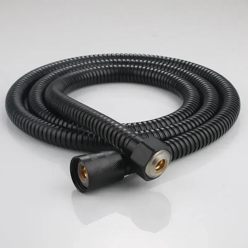 Hose Watering SUS304 Garden Water Hose Accessories Bathroom New Pipe Pull Extension 1.5/2M Black Pipes Flexible Shower Hoses