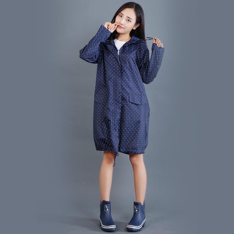 Women's Long-Length Cute Raincoat - Lightweight, Waterproof, Breathable Poncho for Hiking and Japanese Fashion Style.